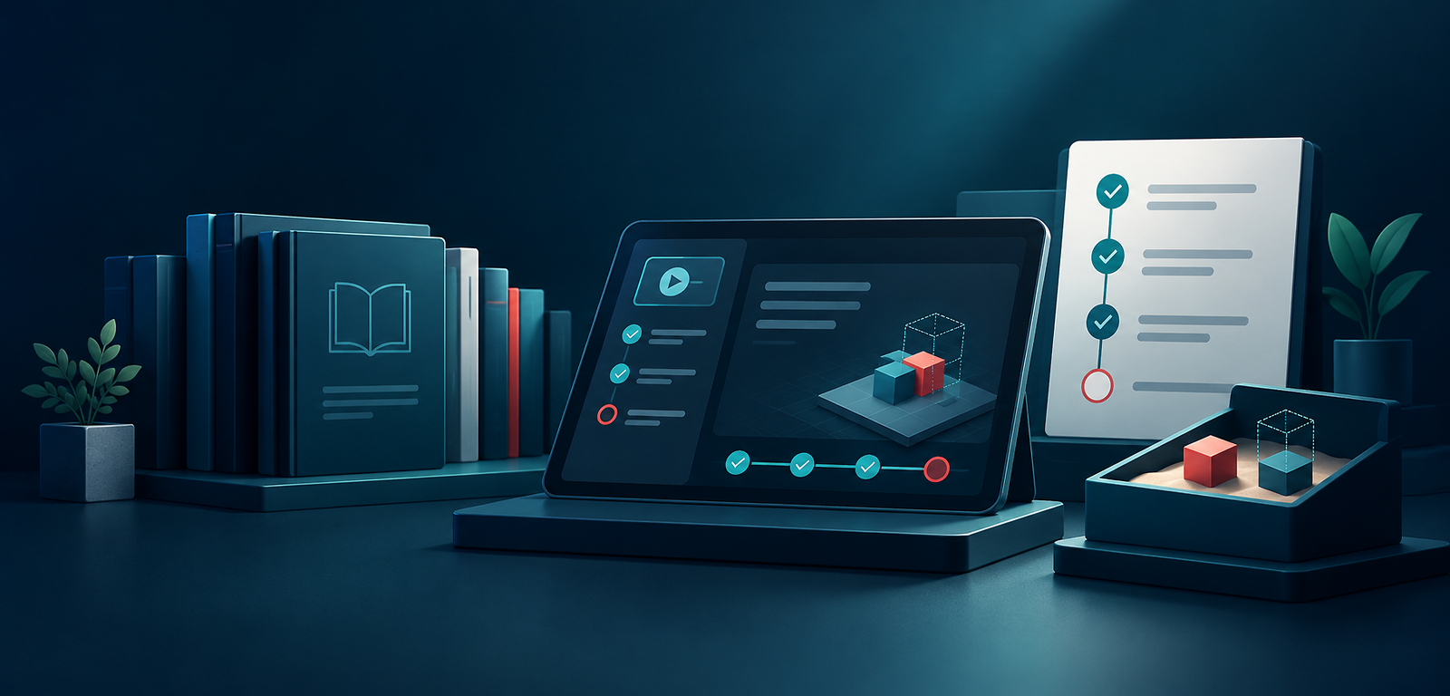 Knowledge library, training console, playbook, and practice sandbox
