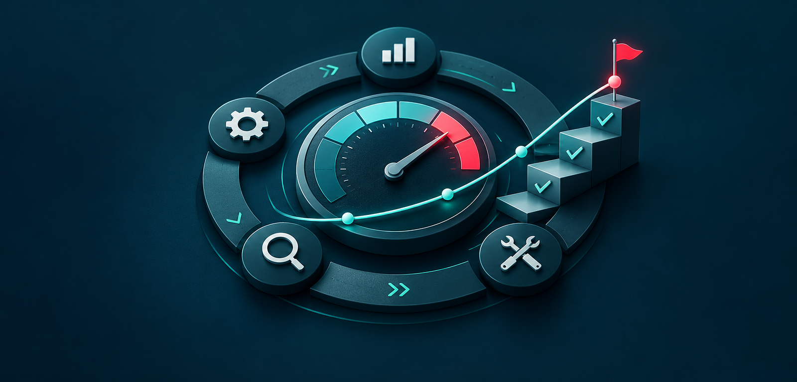 Calibrated performance gauge with maintenance and continuous-improvement controls