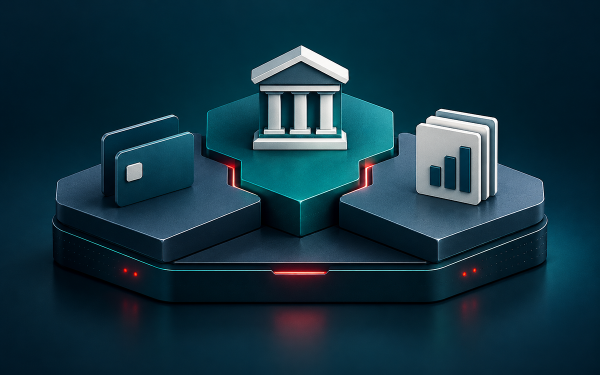 Dimensional dark visualization of an integrated treasury workflow